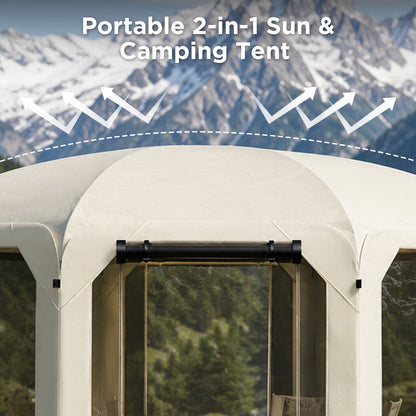 Pop Up Screen Tent for Family Camping, 10x10ft Instant Portable Canopy Screen House with Carry Bag, Windproof Sandbags & Stakes, Outdoor Mesh Shelter for Patio Beach Picnic Party Backyard